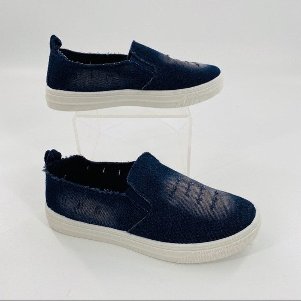 Slip On Blue Jean Distressed Sneakers - Picture 1 of 5